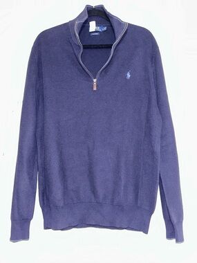 Polo by Ralph Lauren Navy Quarter-Zip Cotton Sweater